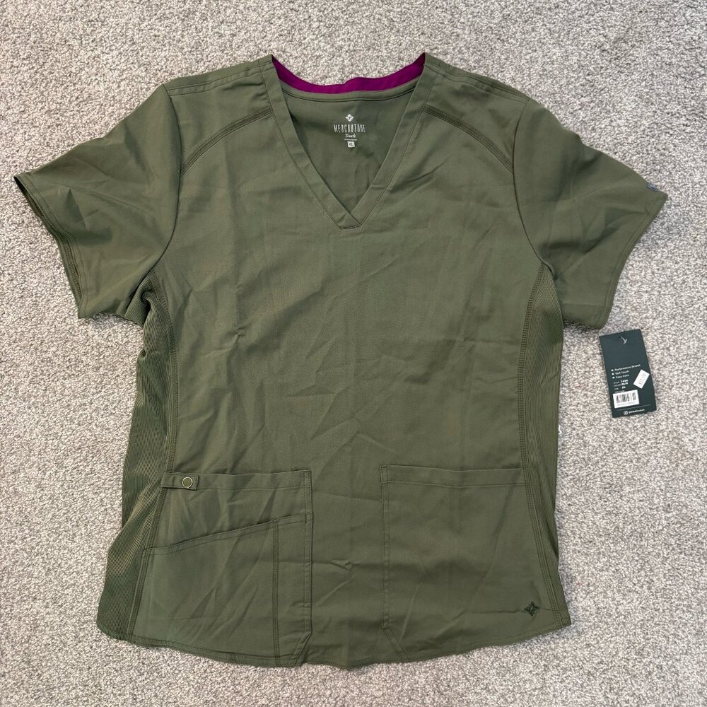 Med Couture Touch Olive Scrub Top XL